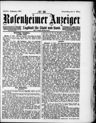 Rosenheimer Anzeiger Donnerstag 2. März 1893