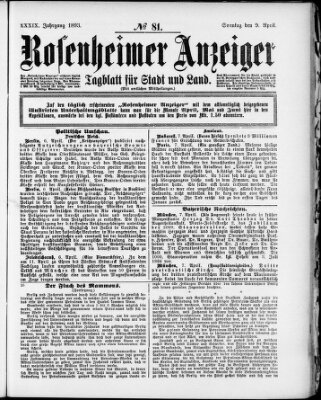 Rosenheimer Anzeiger Sonntag 9. April 1893