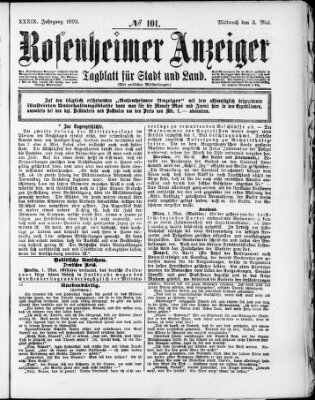 Rosenheimer Anzeiger Mittwoch 3. Mai 1893