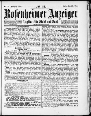 Rosenheimer Anzeiger Freitag 19. Mai 1893