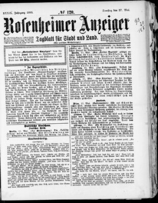 Rosenheimer Anzeiger Samstag 27. Mai 1893