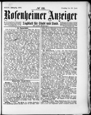 Rosenheimer Anzeiger Samstag 10. Juni 1893