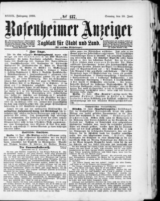 Rosenheimer Anzeiger Sonntag 18. Juni 1893
