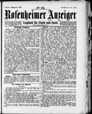 Rosenheimer Anzeiger Dienstag 11. Juli 1893