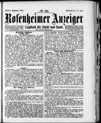 Rosenheimer Anzeiger Mittwoch 19. Juli 1893