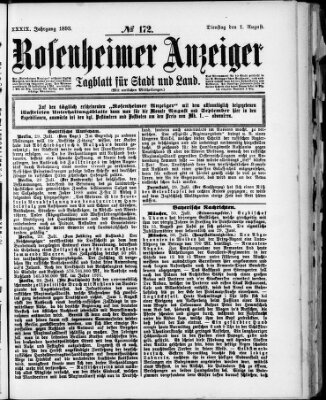 Rosenheimer Anzeiger Dienstag 1. August 1893
