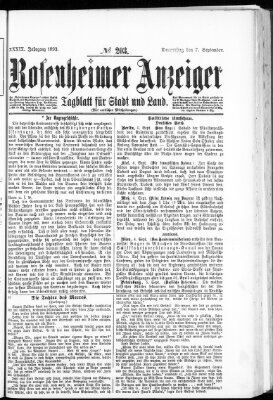 Rosenheimer Anzeiger Donnerstag 7. September 1893