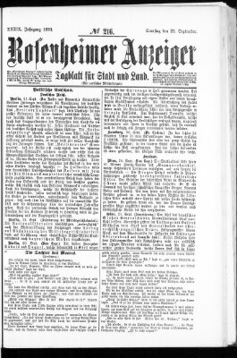 Rosenheimer Anzeiger Samstag 23. September 1893
