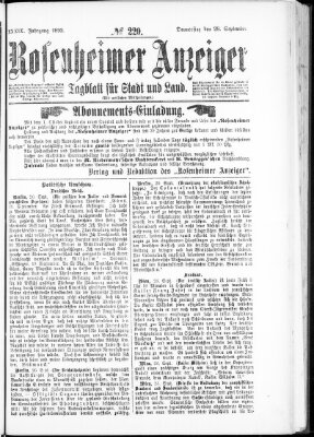 Rosenheimer Anzeiger Donnerstag 28. September 1893