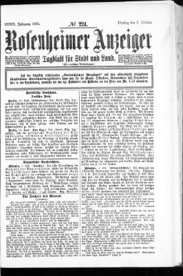 Rosenheimer Anzeiger Dienstag 3. Oktober 1893