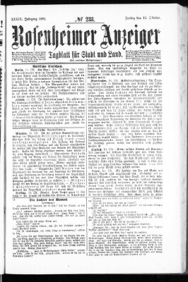 Rosenheimer Anzeiger Freitag 13. Oktober 1893
