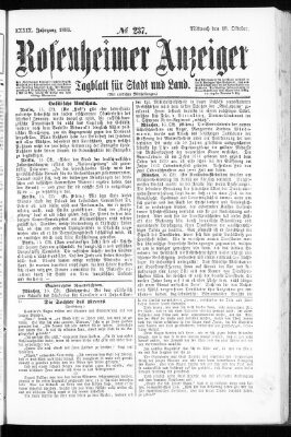 Rosenheimer Anzeiger Mittwoch 18. Oktober 1893