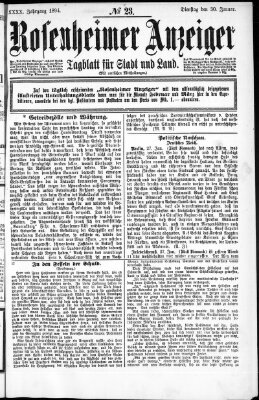 Rosenheimer Anzeiger Dienstag 30. Januar 1894
