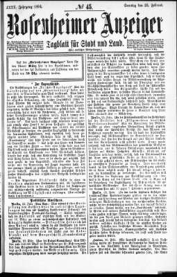 Rosenheimer Anzeiger Sonntag 25. Februar 1894