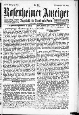 Rosenheimer Anzeiger Mittwoch 25. April 1894