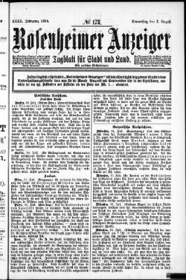 Rosenheimer Anzeiger Donnerstag 2. August 1894