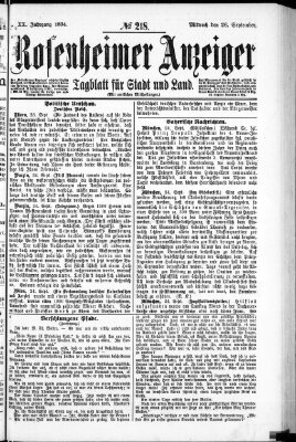 Rosenheimer Anzeiger Mittwoch 26. September 1894
