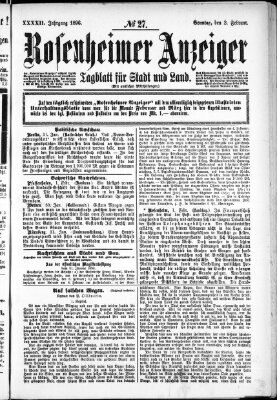 Rosenheimer Anzeiger Sonntag 2. Februar 1896
