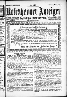 Rosenheimer Anzeiger Mittwoch 1. Juli 1896