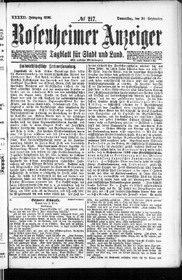 Rosenheimer Anzeiger Donnerstag 24. September 1896