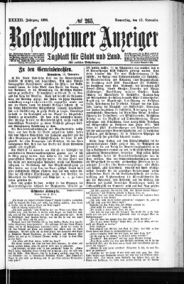 Rosenheimer Anzeiger Donnerstag 19. November 1896