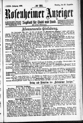 Rosenheimer Anzeiger Sonntag 20. Dezember 1896