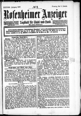 Rosenheimer Anzeiger Sonntag 3. Januar 1897