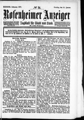 Rosenheimer Anzeiger Samstag 30. Januar 1897