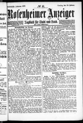 Rosenheimer Anzeiger Samstag 20. Februar 1897