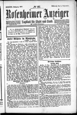 Rosenheimer Anzeiger Mittwoch 1. September 1897