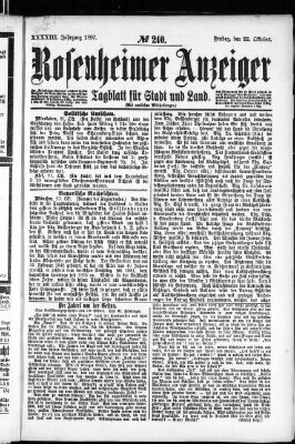 Rosenheimer Anzeiger Freitag 22. Oktober 1897