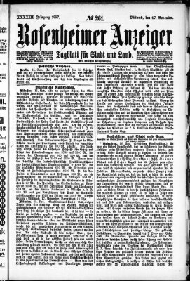 Rosenheimer Anzeiger Mittwoch 17. November 1897