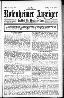 Rosenheimer Anzeiger Dienstag 4. Januar 1898
