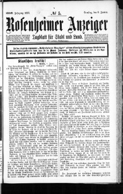 Rosenheimer Anzeiger Samstag 8. Januar 1898