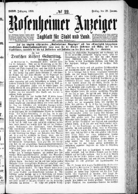 Rosenheimer Anzeiger Freitag 28. Januar 1898