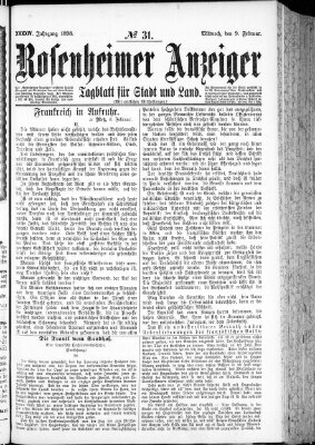 Rosenheimer Anzeiger Mittwoch 9. Februar 1898