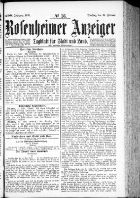 Rosenheimer Anzeiger Dienstag 15. Februar 1898
