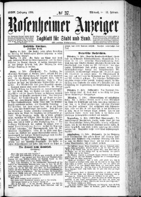 Rosenheimer Anzeiger Mittwoch 16. Februar 1898