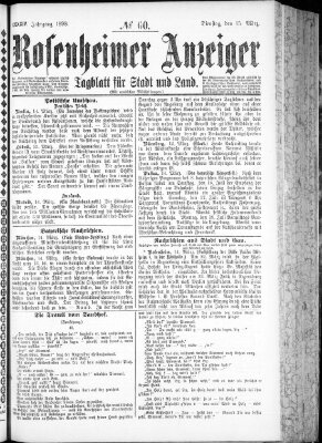 Rosenheimer Anzeiger Dienstag 15. März 1898