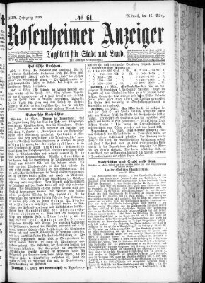 Rosenheimer Anzeiger Mittwoch 16. März 1898