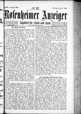 Rosenheimer Anzeiger Sonntag 24. April 1898