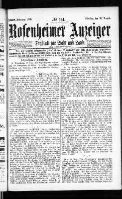 Rosenheimer Anzeiger Dienstag 30. August 1898