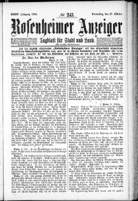 Rosenheimer Anzeiger Donnerstag 27. Oktober 1898