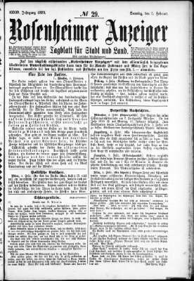 Rosenheimer Anzeiger Sonntag 5. Februar 1899