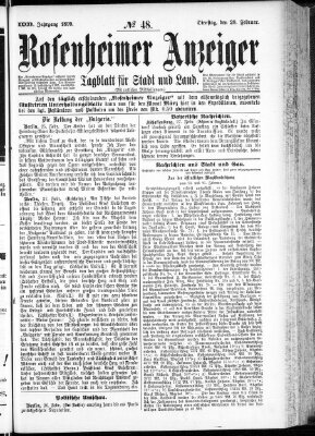 Rosenheimer Anzeiger Dienstag 28. Februar 1899