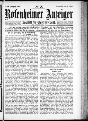 Rosenheimer Anzeiger Donnerstag 6. April 1899