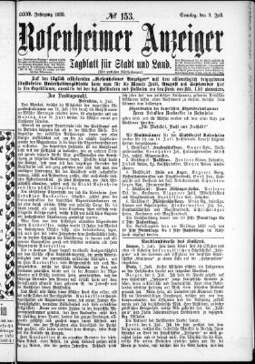 Rosenheimer Anzeiger Sonntag 9. Juli 1899