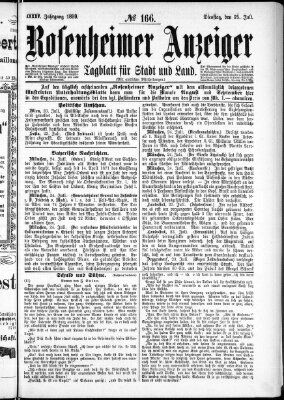 Rosenheimer Anzeiger Dienstag 25. Juli 1899