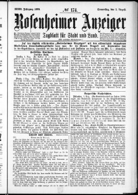 Rosenheimer Anzeiger Donnerstag 3. August 1899