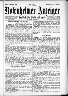 Rosenheimer Anzeiger Samstag 19. August 1899